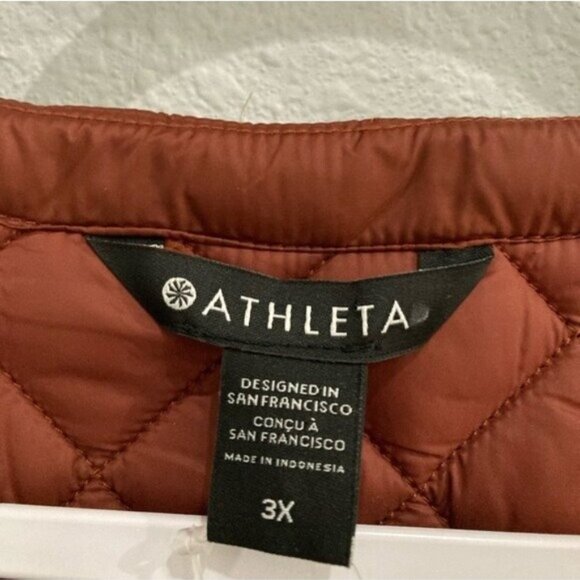 New Athleta Athleisure Quilted Jacket Warm Neutral Featherless Preppy Fall - Picture 7 of 11